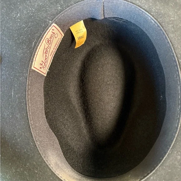 Wide Rim Black Wool Fedora Hat Goorin Bros - Ruby Clark small - Picture 4 of 6